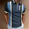 Herrpolos mode randig tryck dragkedja polo skjorta för män roliga brev poker kort ärm toppar högkvalitativa affärsgolfkläder