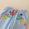 Trousers Jumping Meters 2-7T Girls Sweatpants Floral Embroidery Autumn Spring Drawstring Baby Toddler Full Length Pants Kids