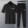 Men's Tracksuits 2017 Summer New Ice Cool Short sleeved T-shirt Set for Mens Casual Loose Comfortable High Quality Large Two Piece Set Q240228