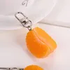 Keychains Creative Unique Fruit Keychain PVC Imitation Orange Flap Funky Ornament Keyring Women Personality Car Bag Pendant Keyfob Jewelry