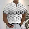 Polo da uomo T-shirt Polo da strada Turndown Quarter Manica corta Moda Casual Grafica Volto umano Cerniera Camicia estiva Abbigliamento