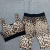 Cheetah – pantalon deux pièces pour femmes, survêtement, costumes de Yoga, imprimé léopard, débardeur, veste courte, taille Slim, Leggings, costume de Sport