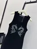 Designer dress, slimming waist, round neck sleeveless vest short skirt, women's dragon shaped crystal hot diamond velvet dress trend 2024