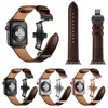 Designer Wsirak Schwarzes Armband, Schmetterlingsverschluss, Riemen, Echtlederband für Apple Watch Serie 1, 2, 3, 4, 5, 6, 7, 8 SE, 38 mm, 40 mm, 42 mm, 44 mm, 45 mm, Uhrenarmband, DesignerCKTXCK