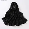 Scarves Womens plain weave chiffon headscarf scarf shawl satin silk headscarf Q240228