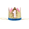 Hair Clips Birthday Hat Baby Shower Decorative Cap Headband Happy Princess Crown 1st 3rd Year Old Kids Hairwear Po Props