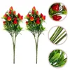 Flores decorativas 2 pcs presentes de noiva simulado morango ramo artificial ornamento falso mesa de jantar plástico vermelho