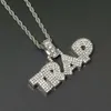 Mode-Letters TRAP hanger kettingen voor mannen kristal Hoofdstad luxe ketting RVS Cubaanse kettingen sieraden 2 kleuren gold255T