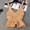 Women's T Shirts Women Knit Crochet V Neck Vest Cami For Tank Crop Tops Shirt Ruf N7YF