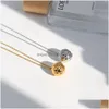 Ensembles de bijoux de mariage en collier en acier inoxydable or Sier couleur boule forme pendentif boucle d'oreille ensemble pour femmes simple Chunky 230808 D Dhokz