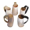 Mugs Handmade Ox Horn Mug Crafts Whiskey S Glasses Cup Wine Drinking Viking Coffee Tea Drop Selling Whole 230220302o