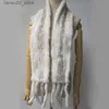Sjaals Dames gebreide echte nertsenhuid sjaal witte modieuze en warme winter leren sjaal met kwastjes voor dames natuurlijke nertsenhuid nekisolatie Q240228