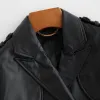 Camicie Lautaro Autunno Long Black PU Scolletto PU LATHER PER WOMES BINTONE LONGA CINTURA EPAULETS 2022 OverCOAT MIRANZA BRITANNICA