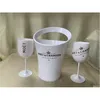 Seaux à glace et refroidisseurs 2 tasses 1 seau à glace flûtes à champagne verre en plastique refroidisseur de vin tasse à cocktail armoire blanche acrylique goutte livraison Dhb7P