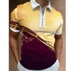 Men's Polos Tiger Stripe 3D Printed Summer Zipper Collar Polo Shirt Casual Short Sleeve Oversized Pullover Fashion Tops Men Clothing