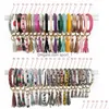 Hängsmycken fast färg Tassel Key Ring Rainbow Round Form Armband Bil Keychain Pendant Keys Lagringsringar Bag Ornament Decor Th1309 DHB2C