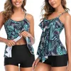 Women's Swimwear Women 2 Piece Flounce Printed Top With Boyshorts Bikini Set