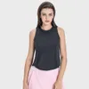 LL-058 Breattable Loose Tank Top Yoga Suit med en cool korsstygn sportväst