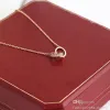 5A Luxus-Mode-Halskette, Designer-Schmuck, Party, Sterling-Silber, Doppelringe, Diamant-Anhänger, Roségold-Halsketten für Damen, Kostüm, lange Kette, Schmuck, Geschenk