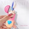 Metal Love Double Flame Butane Gas Lighter Creative LED Blue Light Transparent Gas Window Slipare tändare