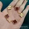 Designer Sieraden Luxe Armband VanCA CNC V Gouden Klaver Vijf Bloem Dames Dikke Plating Rose Natuurlijke Rode Jade Marrow Live