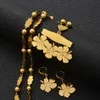 Anniyo Personaliseer naamketting en oorbellen Micronesia Guam Hawaiiaanse bloem sieradensets voor printbrieven Verjaardagsartikelen #107321 240226