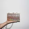 Dinner Banquet Clutch Bag Clear acrylic Quicksand liquid small square bag hand-beaded handbag Q240228