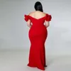 Plus size vestido de noite elegante senhora plissado vermelho preto sexy sem costas grandes tamanhos feminino festa formal maxi vestidos longos verão 240228
