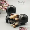 ヘッドマッサージ1PCナチュラルオックスホーンオクトパスコームヘッドMASRメリディアンスクラプマスブラシacupuncture spa gua sha health therapy tool dro dhnq1