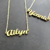 Guldsilverfärg Personligt anpassat namn Pendant Halsband Anpassad kursiv typskylt halsband Kvinnor handgjorda födelsedagspresent