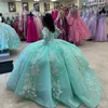 Aqua Blue Quinceanera Dress 2024 Messicano Abiti da 15 Principessa Dolce 16 Compleanno XV Abito da ballo a maniche lunghe Cenerentola Girl Dress