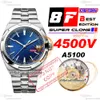 8F Overseas 4500V Ultra-Thin A5100 Self Winding Automatic Mens Watch 41mm Blue Stick Dial Stainless Steel Bracelet Super Edition Watches Puretime Reloj Hombre
