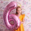 New New 8Pcs/Set Pink Fairy Foil Ballon 40Inch Number Balloon Confetti Globos For Baby Kids Girl Birthday Party Decoration Supplies