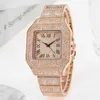 Goedkope prijs mode luxe vierkante horloge charme diamanten Romeinse schaal Full Sky Star Iced Out heren quartz horloge