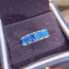 Anéis de cluster Natural Blue Opala Anel de Noivado 925 Sterling Silver Etíope Presente