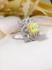 Anéis de cluster Moda 925 Sterling Silver Olive Green Ring Set com diamantes de alto carbono atacado de jóias de casamento europeias e americanas