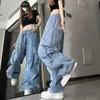 Jeans pour femmes Zoki Hip Hop Y2K Pantalon cargo Femmes Streetwear Harajuku Grandes poches Pantalon décontracté Coréen Lâche Taille haute Design Pantalon solide Z