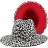 Boinas Fedoras Invierno Mujeres Sombreros Leopardo Estampado A Cuadros Patchwork Para Moda Hombres Fieltro Fedora Sombrero Chapeau Femme