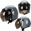 Motorradhelme KEAZ glänzend schwarzer 3/4-Helm mit offenem Gesicht und Blasenvisier, DOT-geprüft, Retro für Männer und Frauen