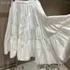 Saias 2024 primavera mulheres saia preta algodão branco longo cintura alta grande balanço vestido de baile