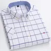 Plus size 7xl Summer Summer Shirt Shirt 100%bawełniane koszule dla mężczyzn białe kratę w paski społeczne Slim Fit Formalne odzież biznesowa 240219