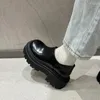 Slippers Dames Zomer Mode Gesloten Teen Leren Schoenen Loafers Hoog Platform Gevulkaniseerd Zwart Engelse Stijl Comfort