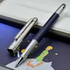 Luxury Little Prince Blue and Silver 163 Roller Ball Pen Ballpoint Fountain Office Stationery Brand Write Refill 240219