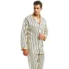 Mens Silk Satin Pajamas Set Pyjamas Set PJS Sleepwear Loungewear S ~ 4XL Striped 240228