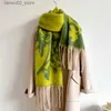 Scarves Abstract floral tassel blanket with thick Pashmina design for winter warmth shawl bag cashmere scarf womens neckline long raincoat Stoles 2023 Q240228