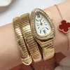 Zegarek Serpentynowy kwarc Kobiety oglądają bransoletkę stal nierdzewną moda złota damskie zegarki zegarowe wysokiej jakości luksusowe zegarek na rękę