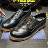 Klädskor oxfords bruna hållbara goodyear welled spetsar upp riktigt läder vintage lägenheter kohud män runda tå stor storlek brogue