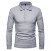 Polos pour hommes 2024 Automne et hiver Mode Couleur Slim Fit Casual T-shirt à manches longues