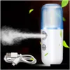 منظمة التدبير المنزلي الأخرى 30ml Mini Nano Mist Sprayers 718b English Style 5 Colors USB قابلة لإعادة الشحن الرطبة الوجه Dhshu