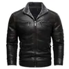 Veste en simili cuir pour hommes de haute qualité décontracté fermeture éclair polaire manteaux chauds veste de moto en cuir Vintage pour hommes S-4Xl 240228